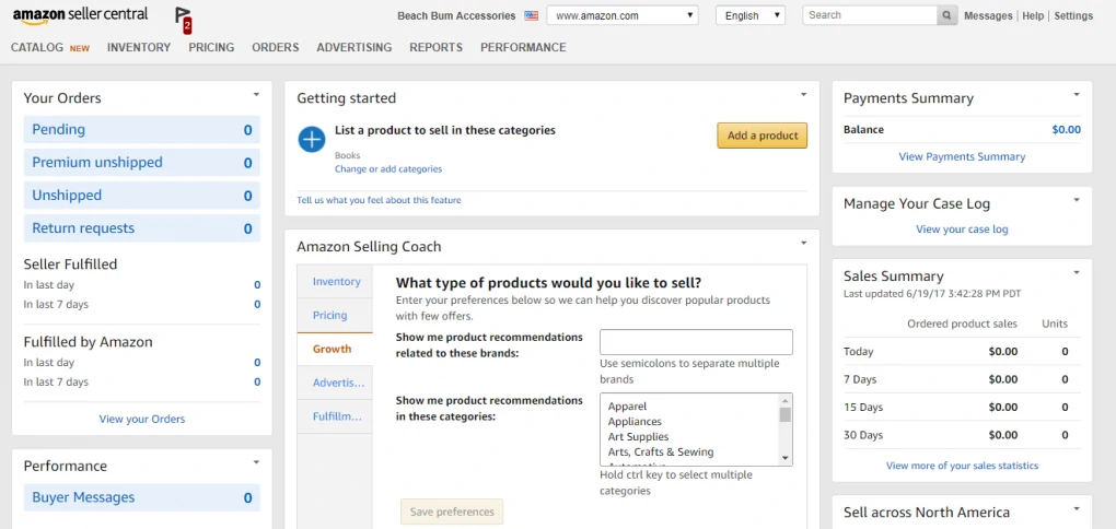 Аккаунт продавца Amazon