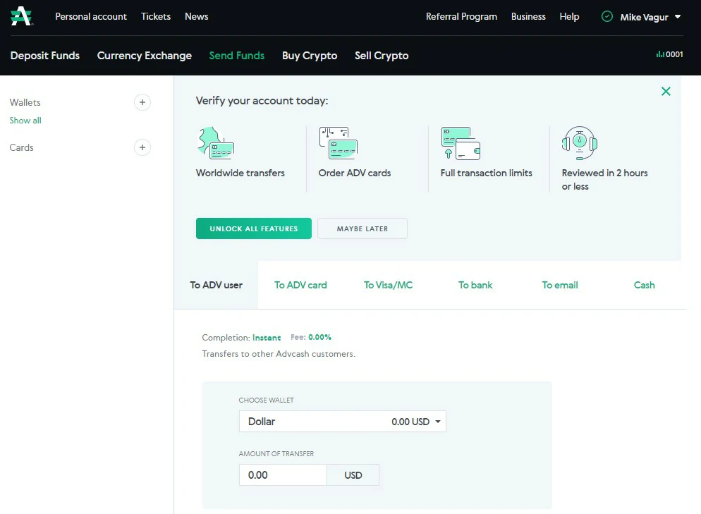 Аккаунты ADVCash EU саморег
