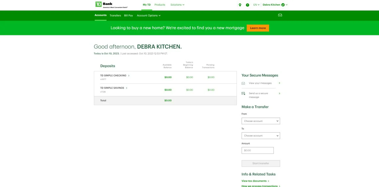 Аккаунты TD Bank USA саморег