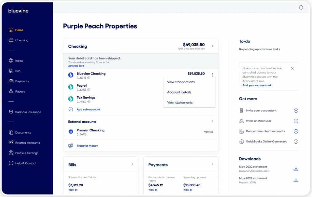 Аккаунты Bluevine Bank USA саморег